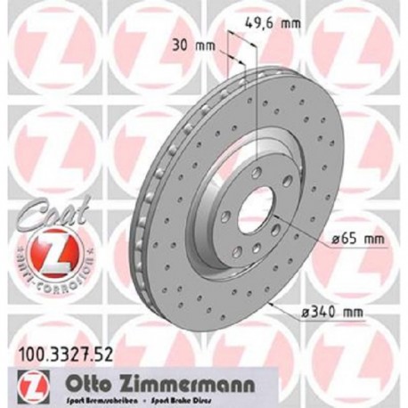 Zimmermann Sportbremsscheiben gelocht Audi TTS 8J (340mm) VA Vorne inkl. CH-Genehmigung