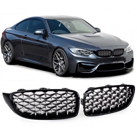 Sportgrill Nieren Set Schwarz glanz BMW 4er Couper 2013+