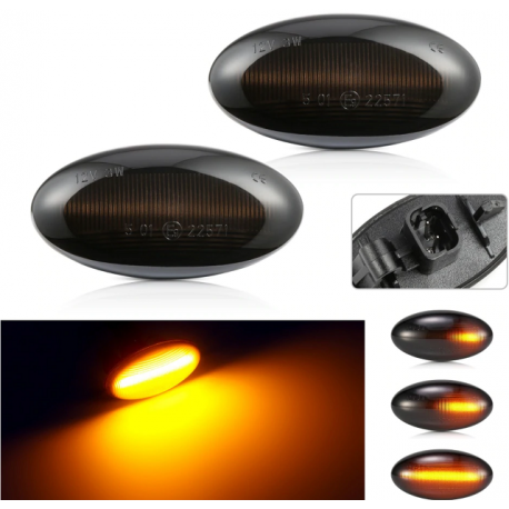 LED Seitenblinker sequentiell schwarz smoke Peugeot inkl. E-Prüfzeichen