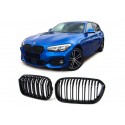 BMW 1er 15- Sportgrill Nieren Set Doppelspeiche Schwarz glanz