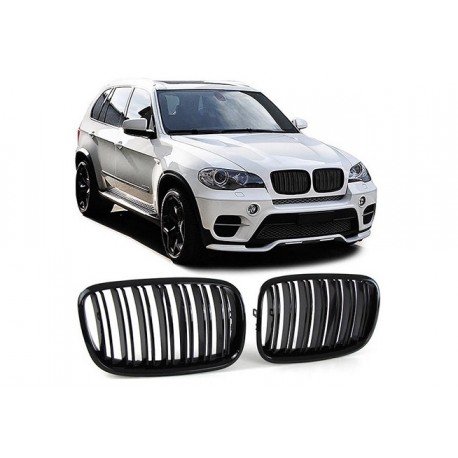 BMW X5 2006-2013 Doppelspeiche Sportgrill Nieren Set Schwarz glanz