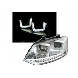 LED Angel Eyes Scheinwerfer Chrom VW Polo 6C