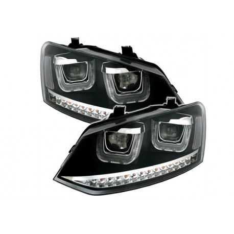 LED Angel Eyes Scheinwerfer Schwarz VW Polo 6C