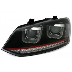 LED Angel Eyes Scheinwerfer GTI Style Dynamic Schwarz VW Polo 6C 2