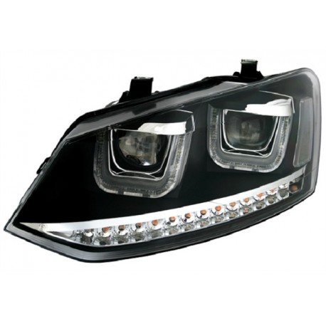 LED Dynamic Scheinwerfer Schwarz VW Polo 6R