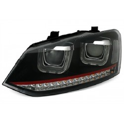 LED Angel Eyes Dynamic Scheinwerfer Schwarz GTI Style VW Polo 6R