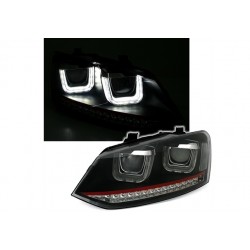 LED Angel Eyes Dynamic Scheinwerfer Schwarz GTI Style VW Polo 6R 2
