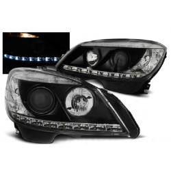 LED Dayline Scheinwerfer Schwarz Mercedes C-Klasse