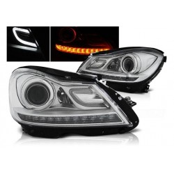LED Dayline Scheinwerfer Chrom Mercedes C-Klasse Facelift