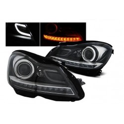 LED Dayline Scheinwerfer Schwarz Mercedes C-Klasse Facelift