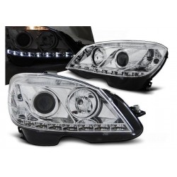 LED Tagfahrlicht Scheinwerfer Chrom Mercedes C-Klasse Facelift