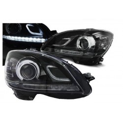LED Tagfahrlicht Scheinwerfer Schwarz Mercedes C-Klasse Facelift