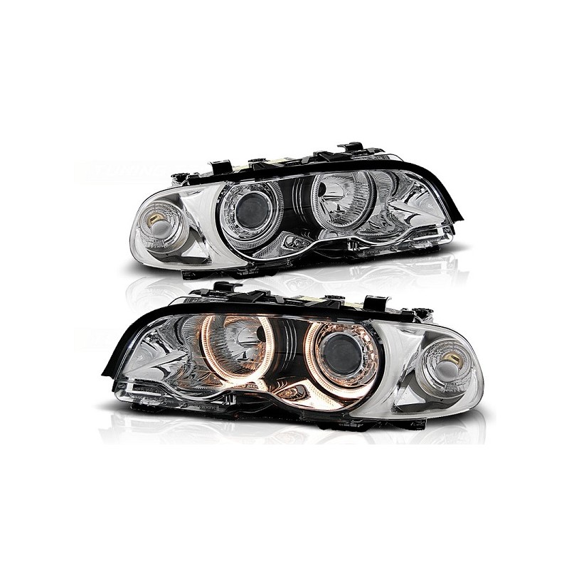 DEPO Angel Eyes Scheinwerfer Chrom BMW E46 inkl. E-Prüfzeichen