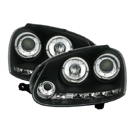 Angel Eyes + LED Scheinwerfer Schwarz VW Golf 5