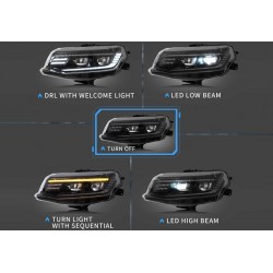 LED Scheinwerfer Schwarz Sequentiell Chevrolet Camaro 2016-2018 2