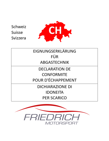 Friedrich Motorsport Auspuff-Anlagen CH-Gutachten