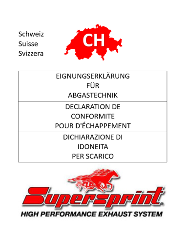 Supersprint Auspuff-Anlagen CH-Gutachten