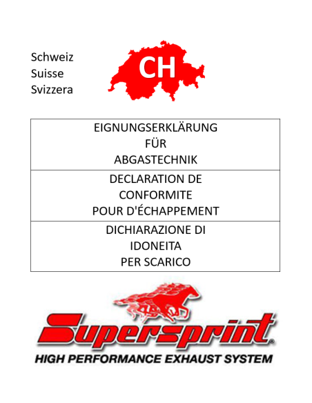 Supersprint Auspuff-Anlagen CH-Gutachten